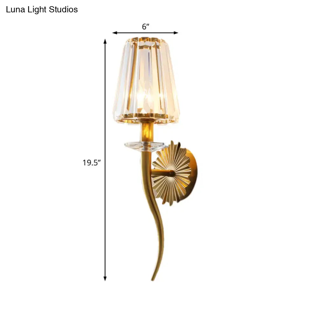 Gold Tapered Crystal Sconce for Stairways