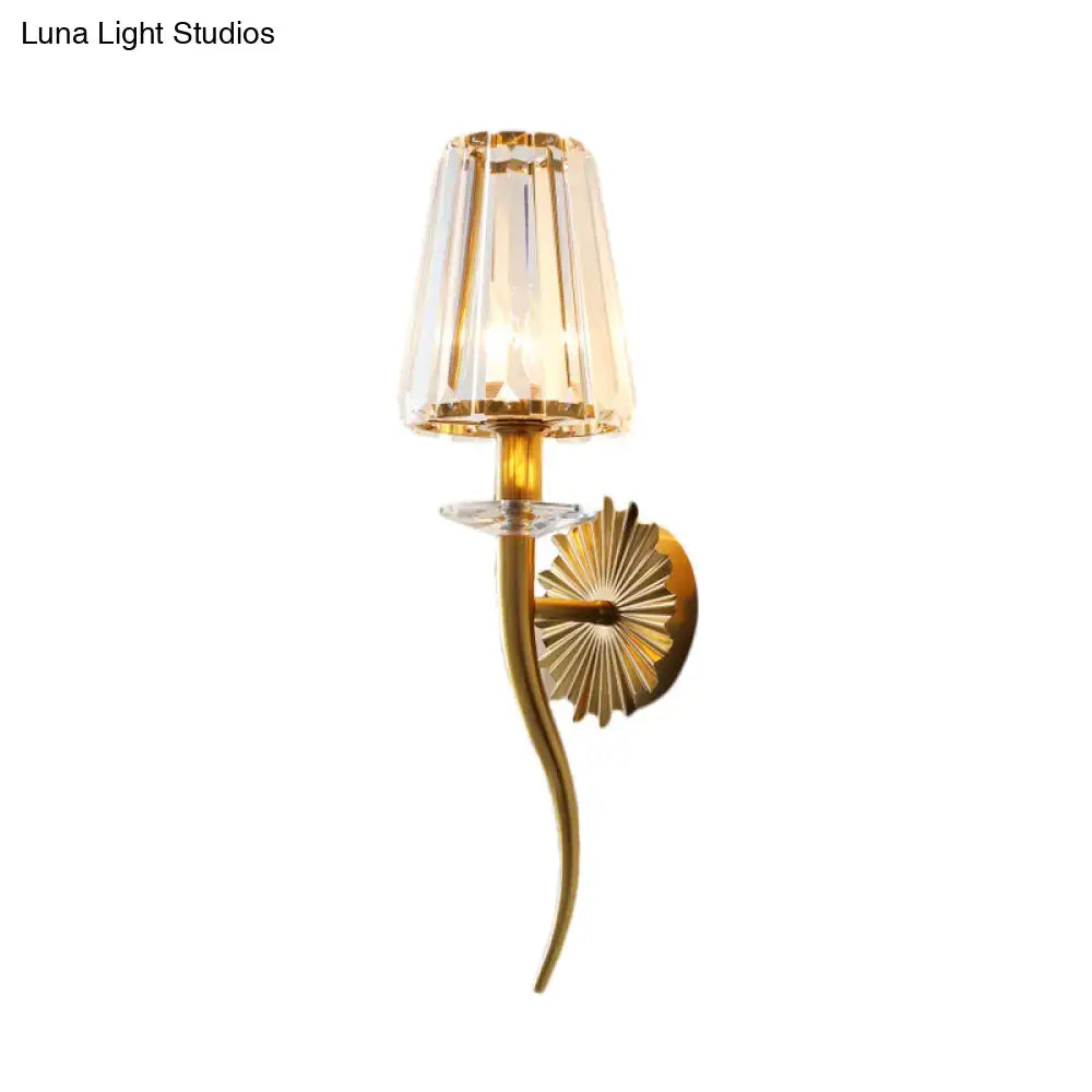 Gold Tapered Crystal Sconce for Stairways