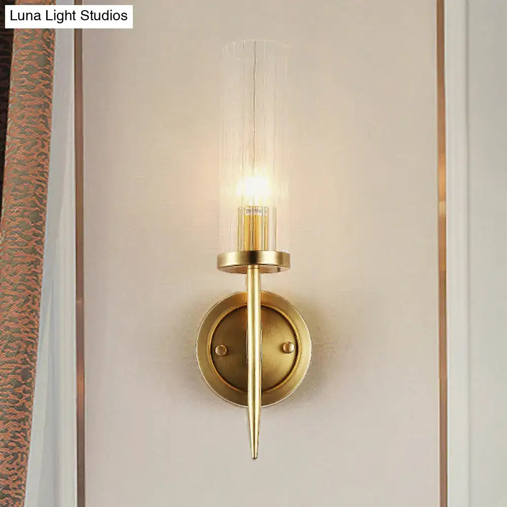 Gold Ribbed Glass Sconce