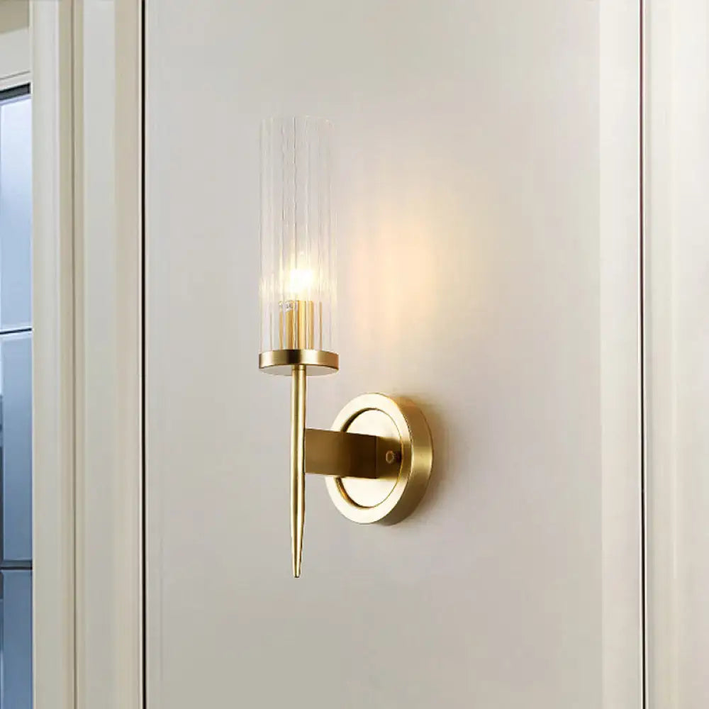 Gold Ribbed Glass Sconce