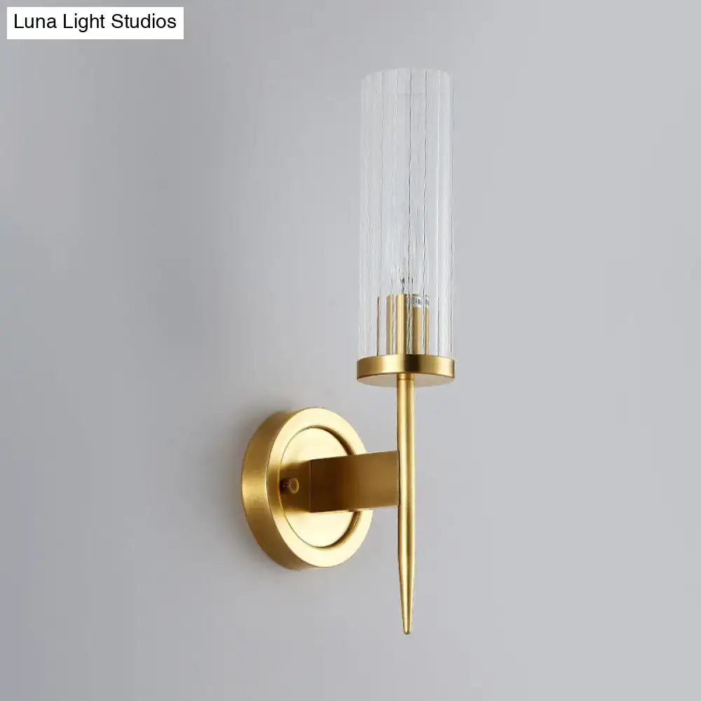 Gold Ribbed Glass Sconce