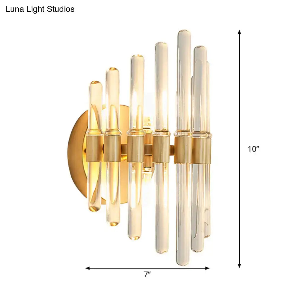 Gold Crystal Tubular Wall Light LED
