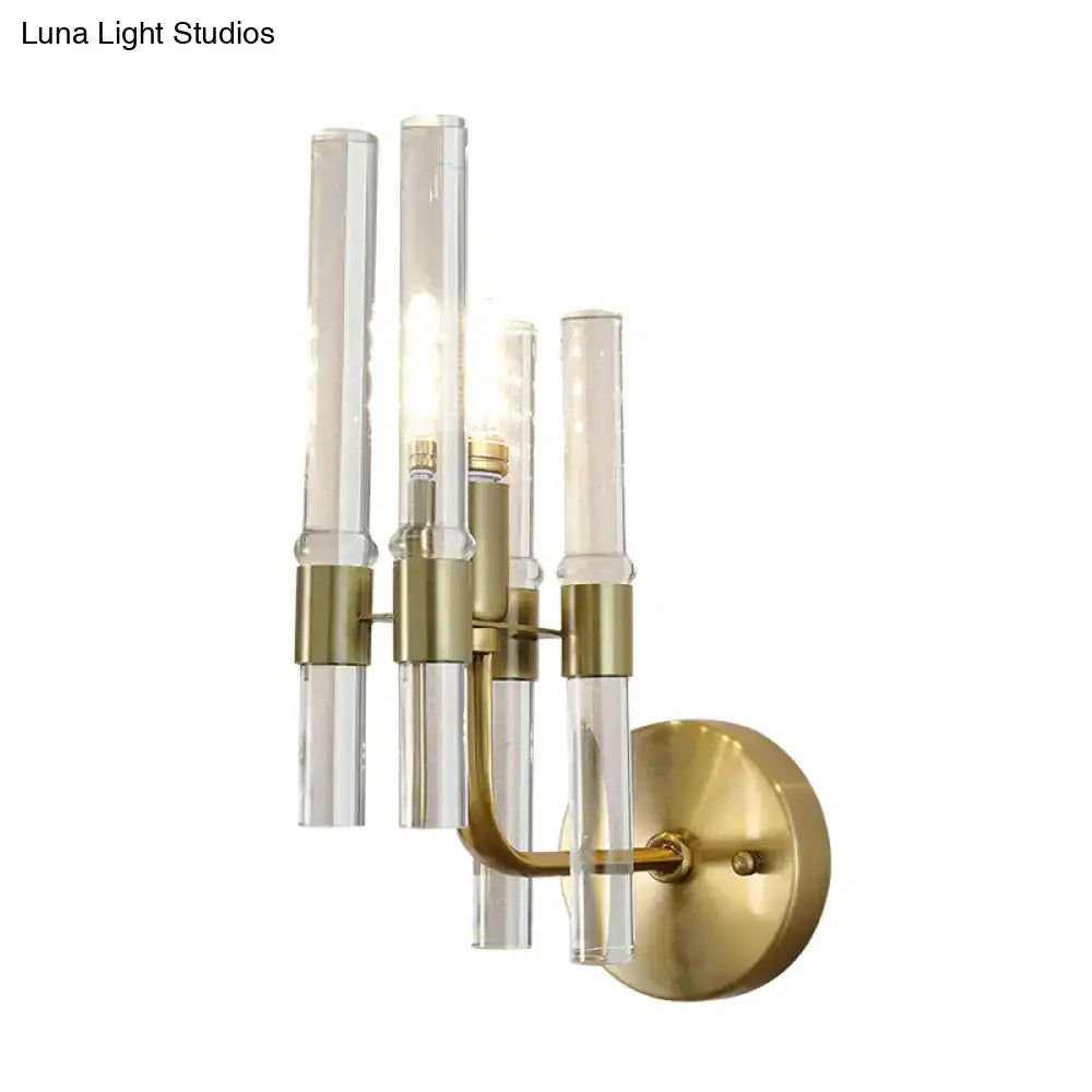 Gold Crystal Pipe Sconce Durable Metal Build