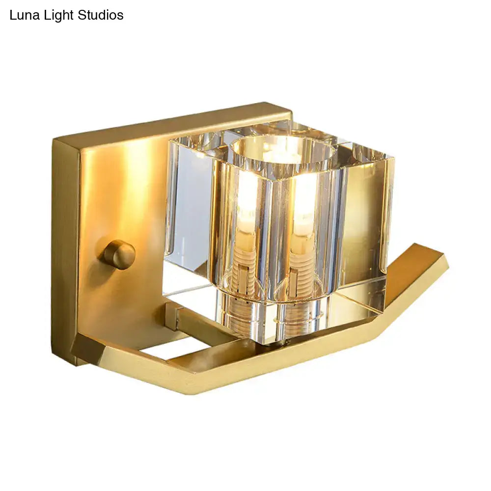 Gold Crystal Cubic Shade Wall Sconce