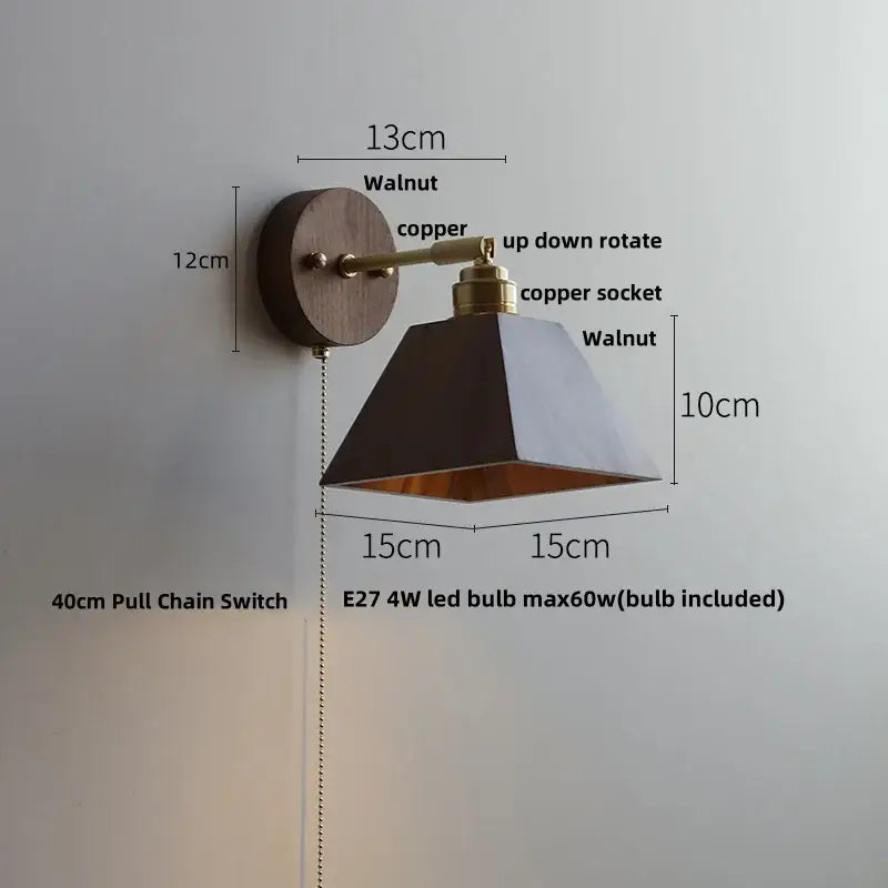 Gold Walnut Wall Sconce