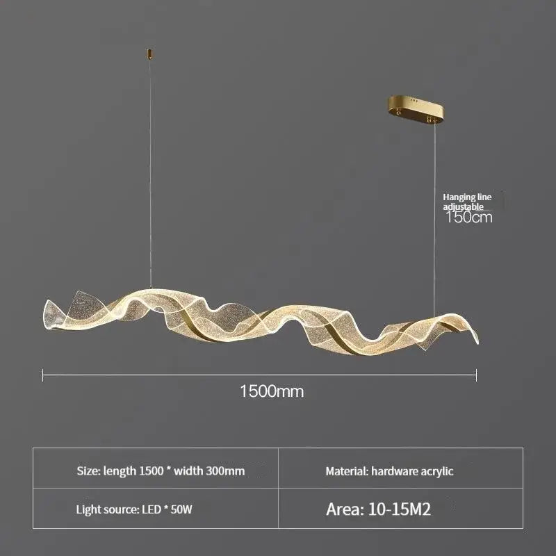 Gold Wave Acrylic Pendant