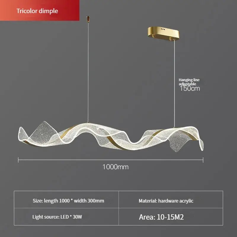 Gold Wave Acrylic Pendant