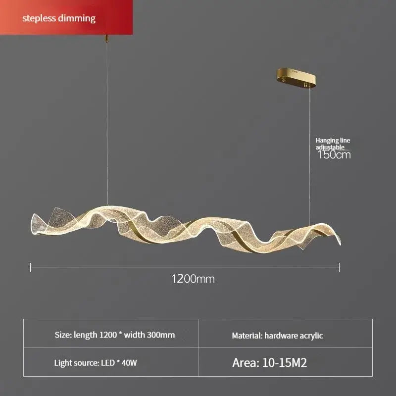 Gold Wave Acrylic Pendant