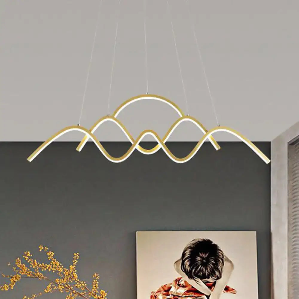 Gold Wavy Island Pendant
