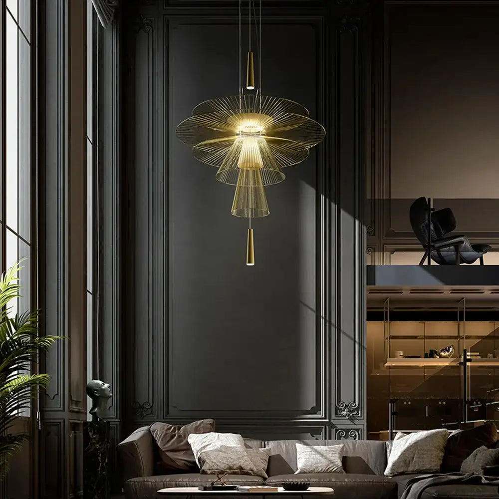 Gold Wireframe Suspension Lamp