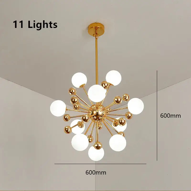 Gold Acrylic Molecule Chandelier