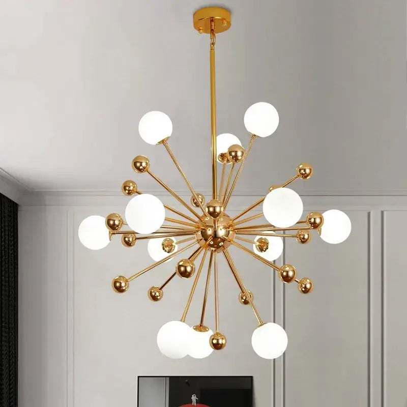 Gold Acrylic Molecule Chandelier
