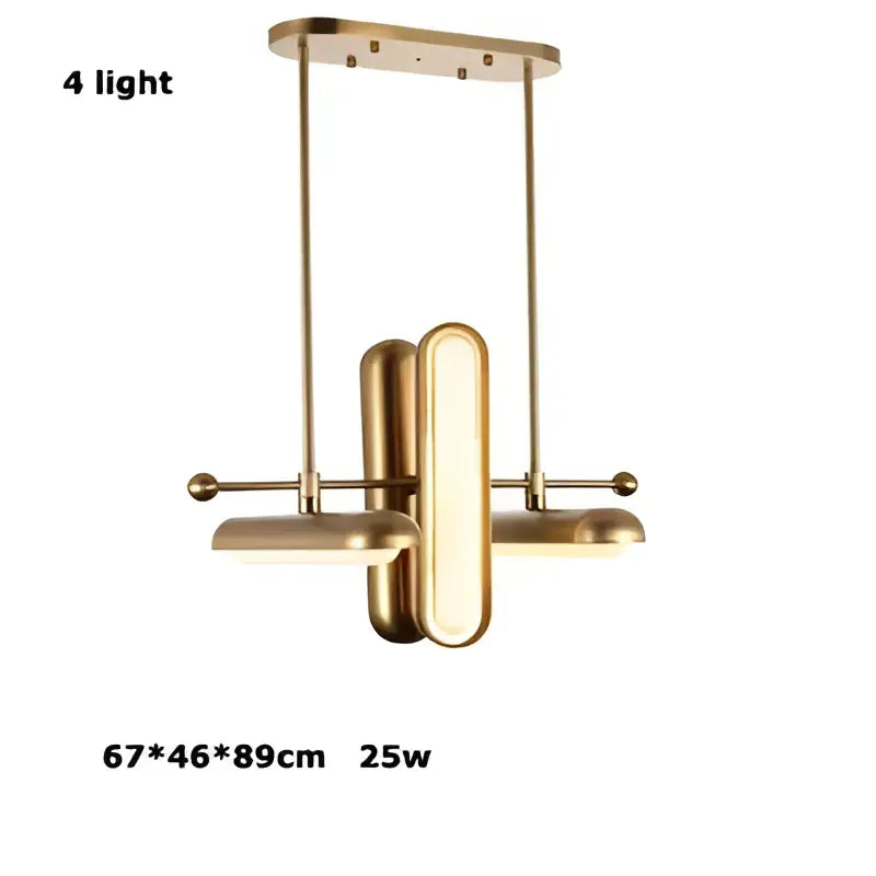 Gold Art Deco Iron Chandelier