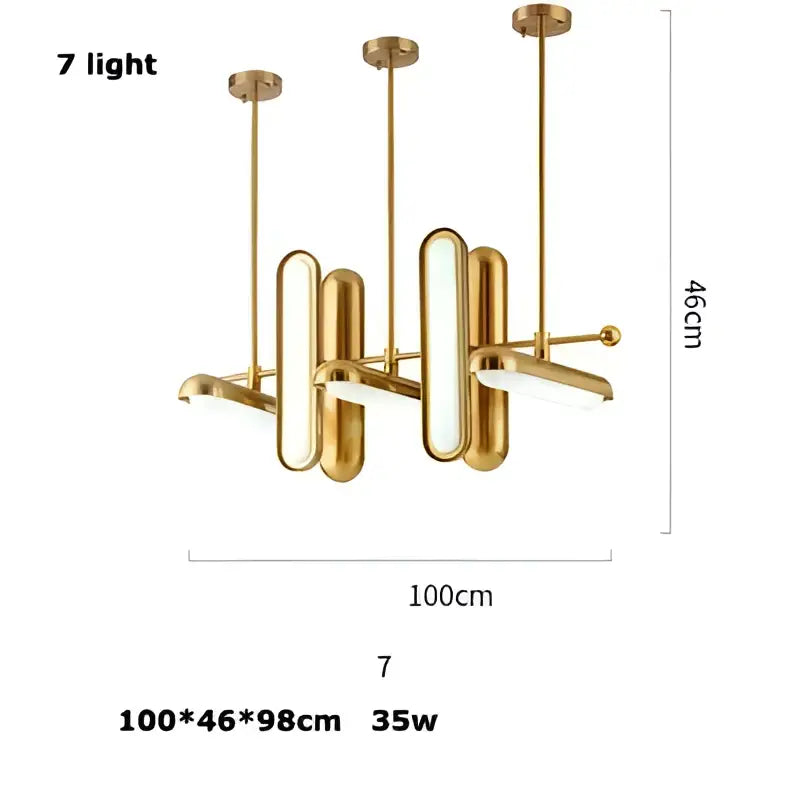 Gold Art Deco Iron Chandelier