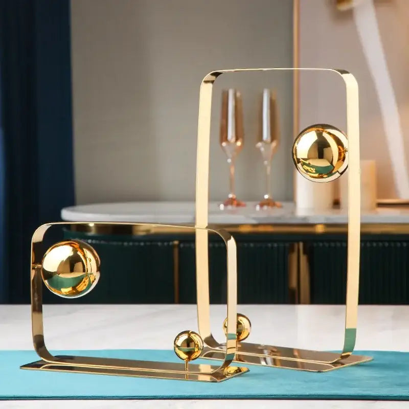 Gold Ball Cube Sculpture
