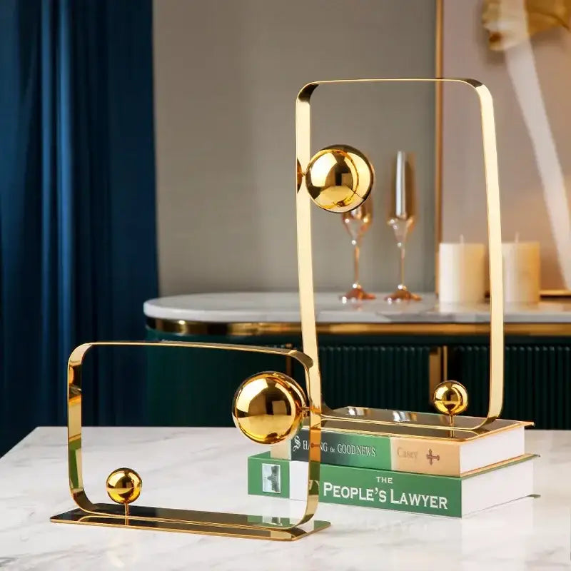 Gold Ball Cube Sculpture