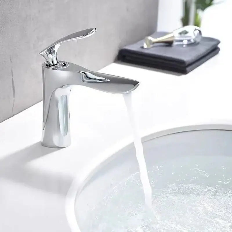 Gold Curved Bathroom Faucet