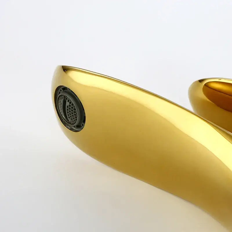 Gold Curved Bathroom Faucet