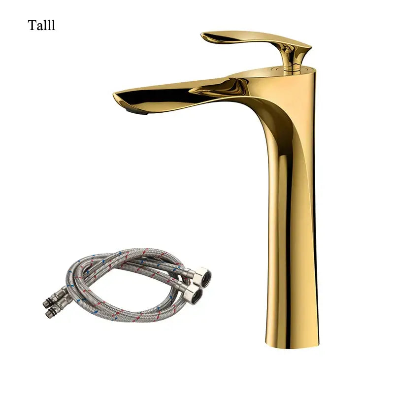 Gold Curved Bathroom Faucet