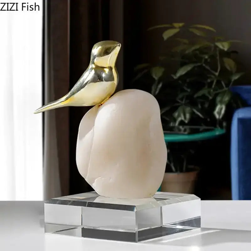 Gold Resin Bird Statue