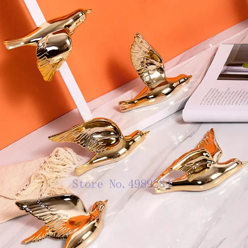 Gold Ceramic Bird Wall