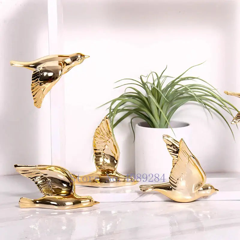 Gold Ceramic Bird Wall
