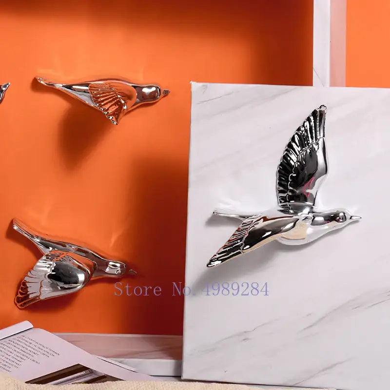Gold Ceramic Bird Wall