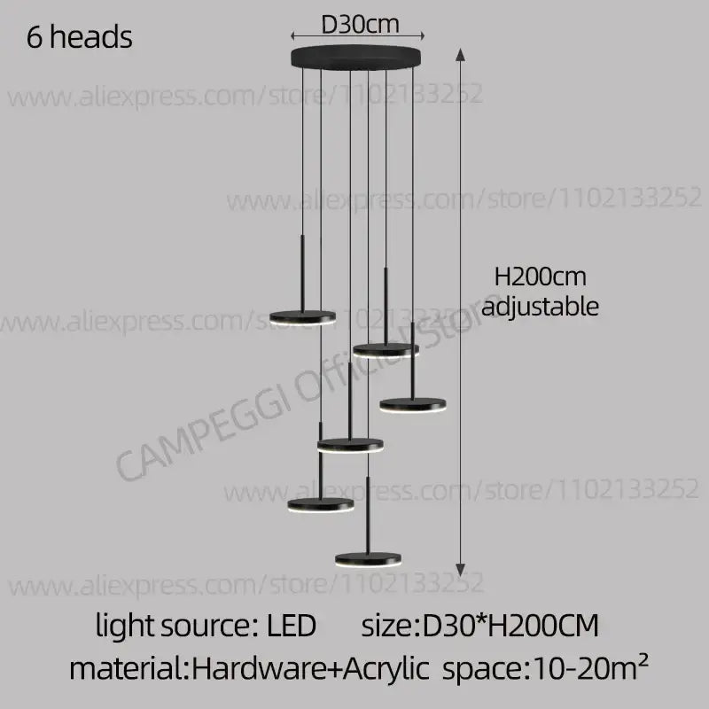 Gold Black LED Chandelier
