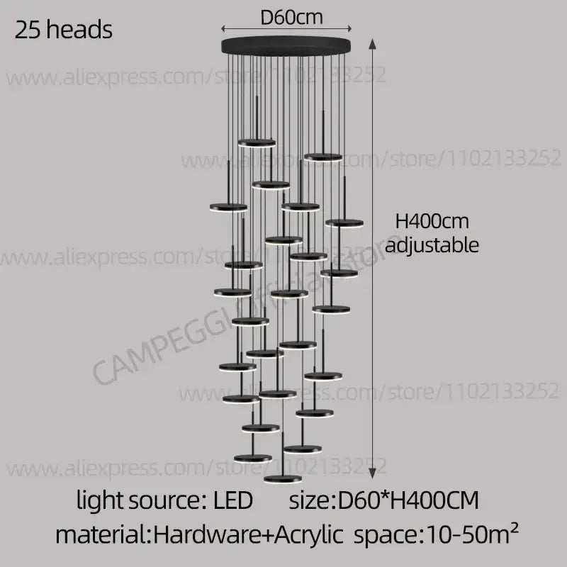 Gold Black LED Chandelier