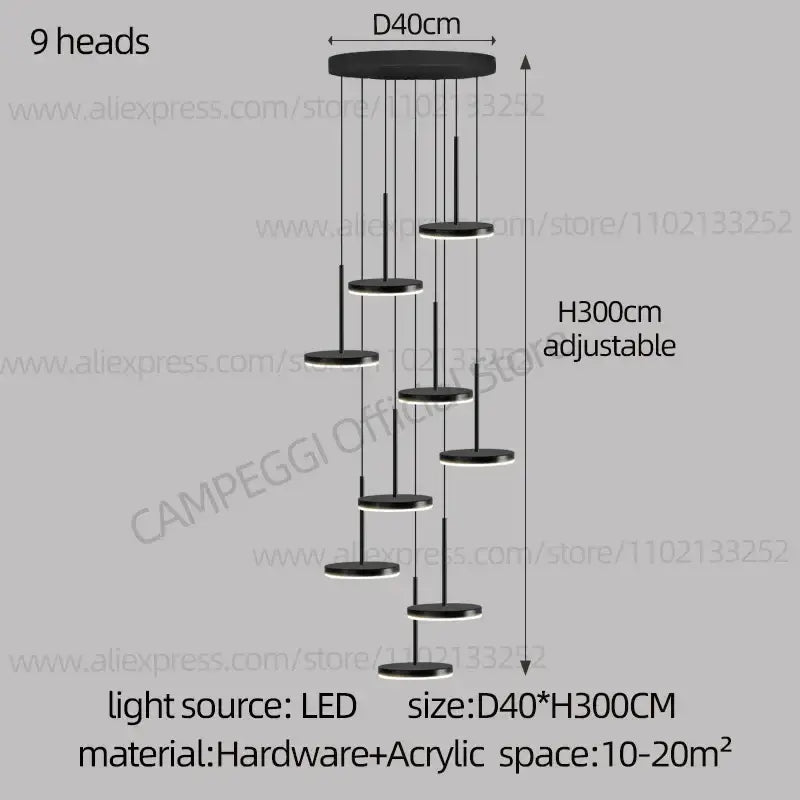 Gold Black LED Chandelier