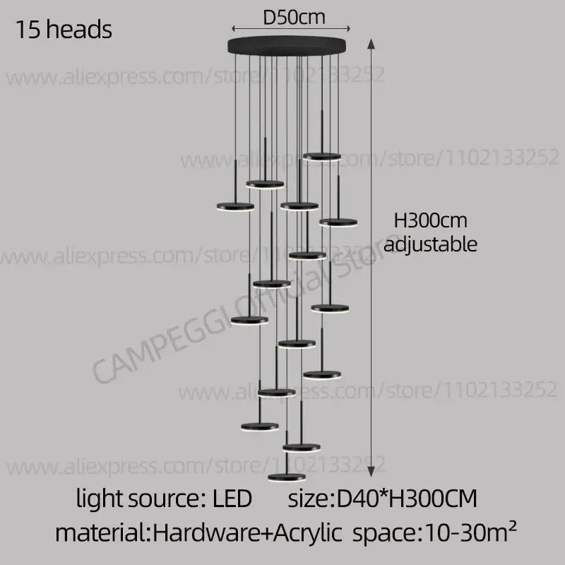 Gold Black LED Chandelier