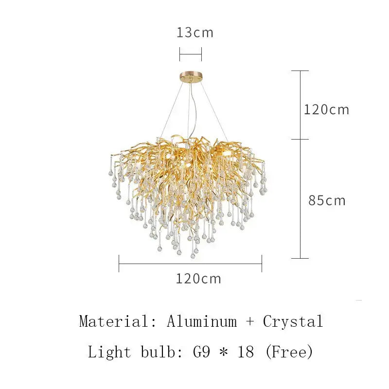 Gold Crystal LED Chandelier 180cm Design
