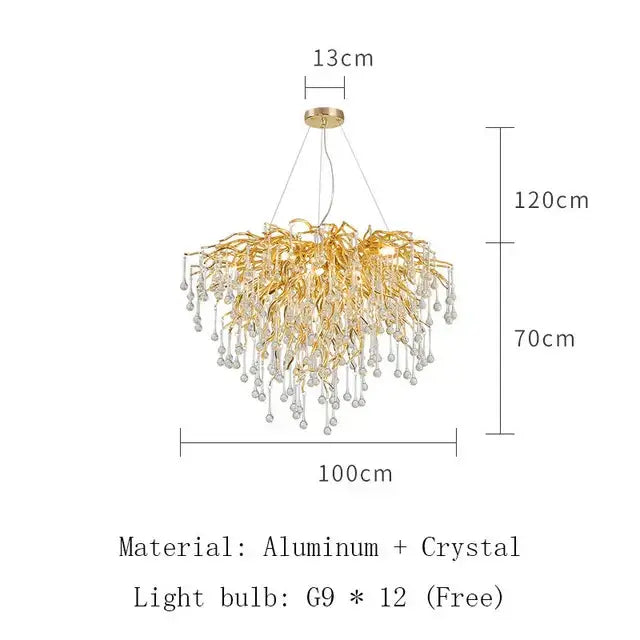 Gold Crystal LED Chandelier 180cm Design