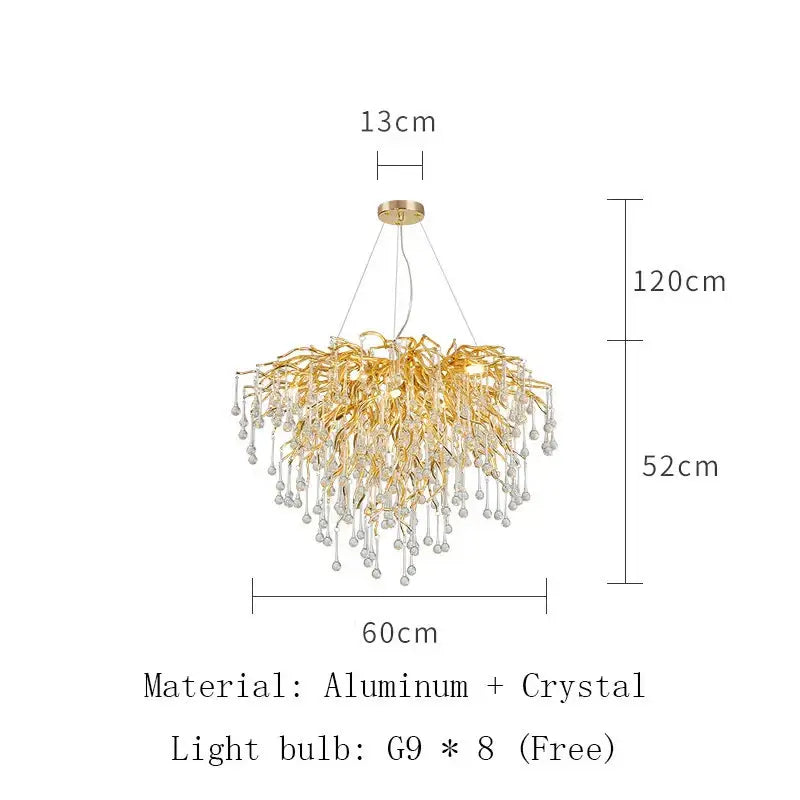 Gold Crystal LED Chandelier 180cm Design