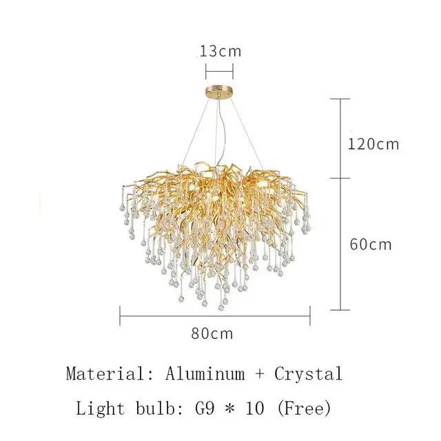 Gold Crystal LED Chandelier 180cm Design