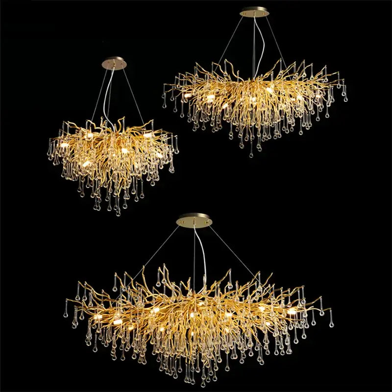 Gold Crystal LED Chandelier 180cm Design