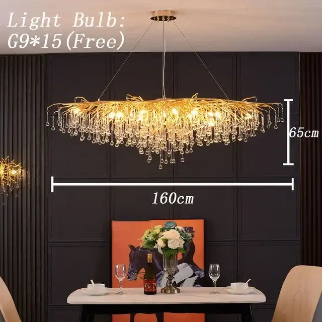 Gold Branch Crystal Chandelier Chrome or Gold