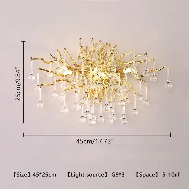 Gold Branch Crystal Chandelier Chrome or Gold