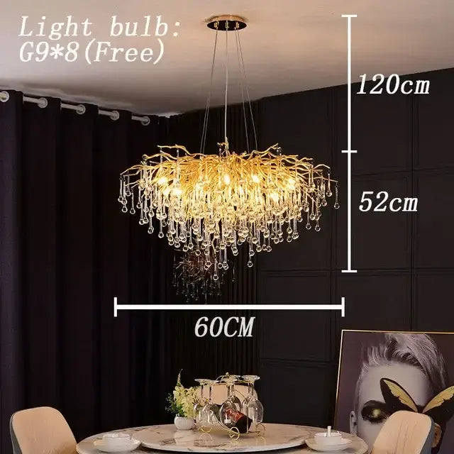 Gold Branch Crystal Chandelier Chrome or Gold