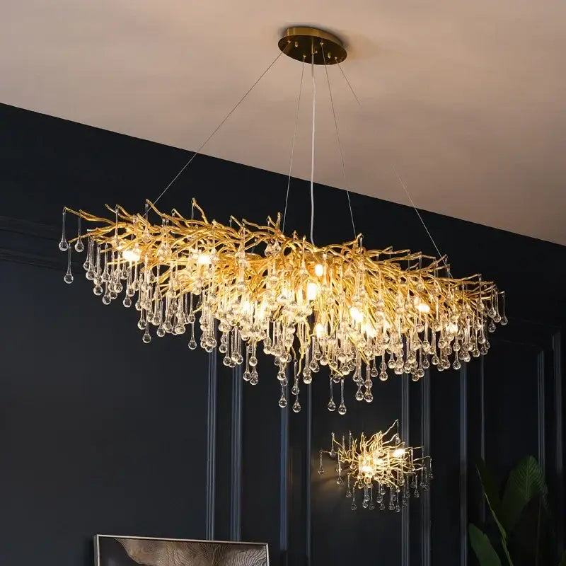 Gold Branch Crystal Chandelier Chrome or Gold