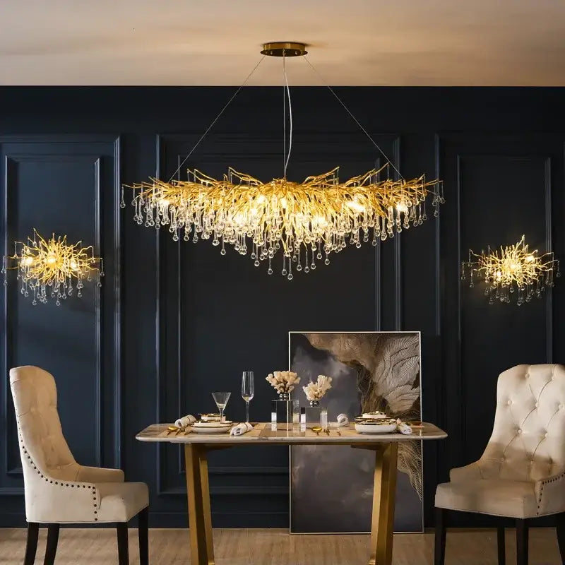 Gold Branch Crystal Chandelier Chrome or Gold