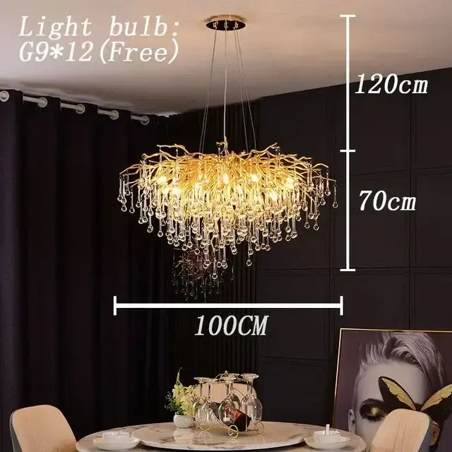 Gold Water Drop 150cm Chandelier