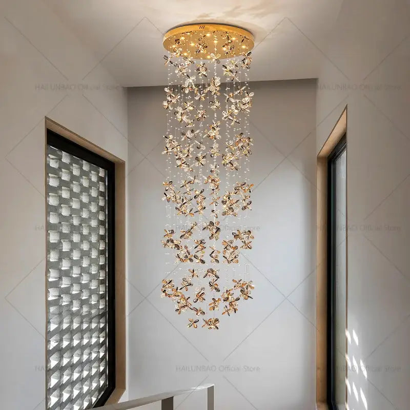 Gold Butterfly Staircase Chandelier