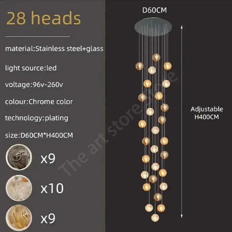 Gold Crystal Spiral 32-Head Chandelier