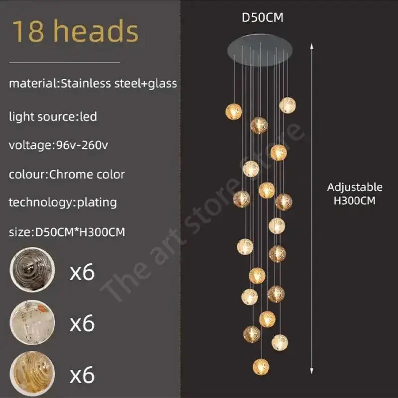 Gold Crystal Spiral 32-Head Chandelier