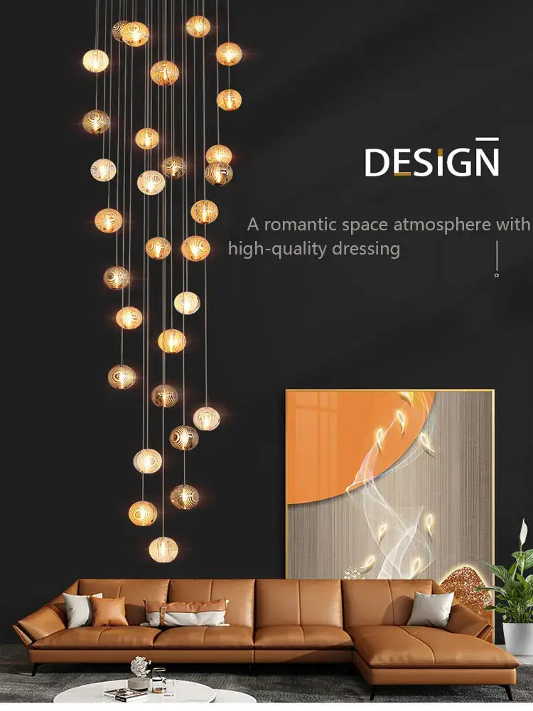 Gold Crystal Spiral 32-Head Chandelier