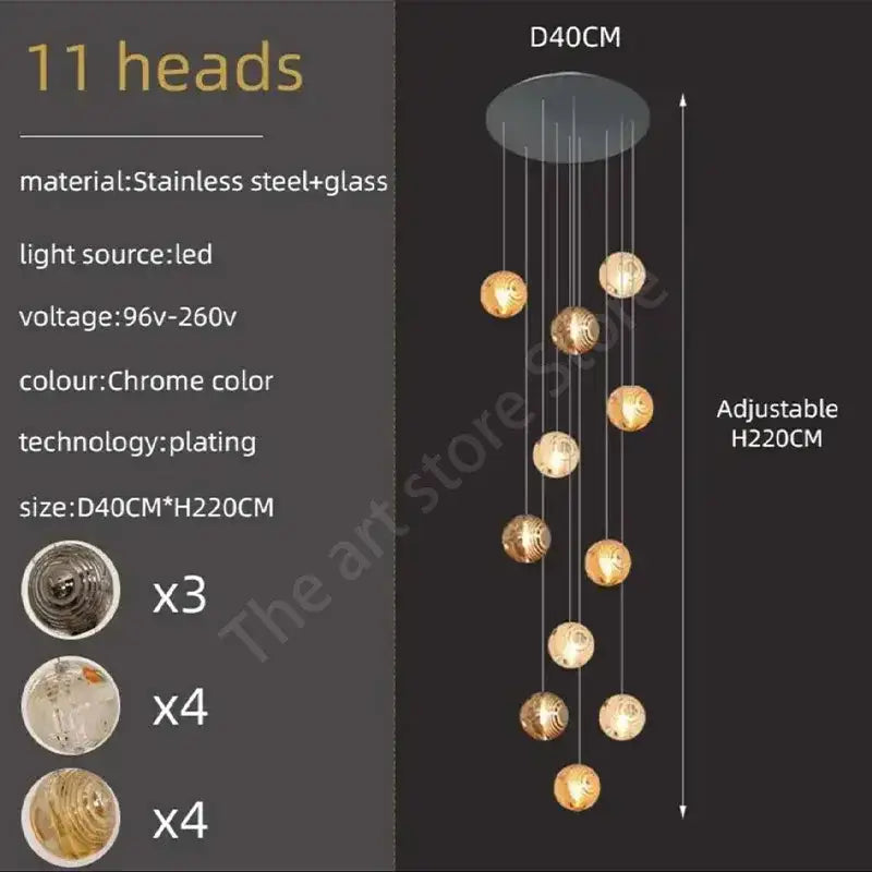 Gold Crystal Spiral 32-Head Chandelier
