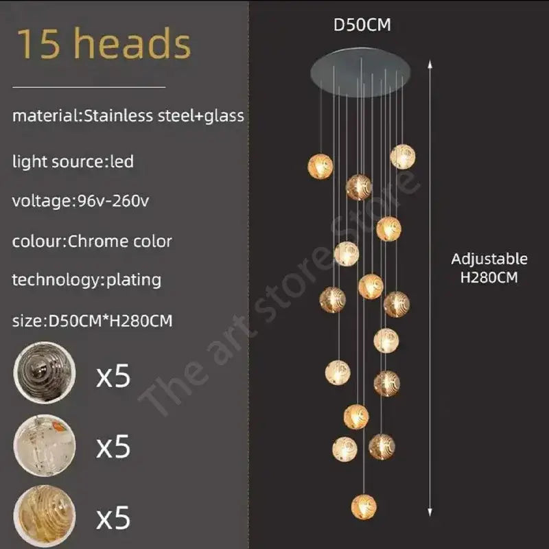 Gold Crystal Spiral 32-Head Chandelier