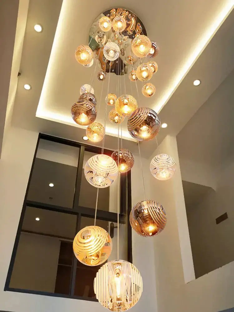 Gold Crystal Spiral 32-Head Chandelier