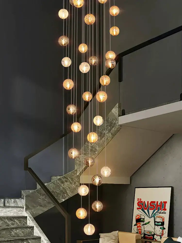 Gold Crystal Spiral 32-Head Chandelier